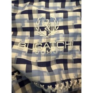 Bugatchi Mens Designer Dress Shirt Size 17"/32 Blue & White Abstract Design